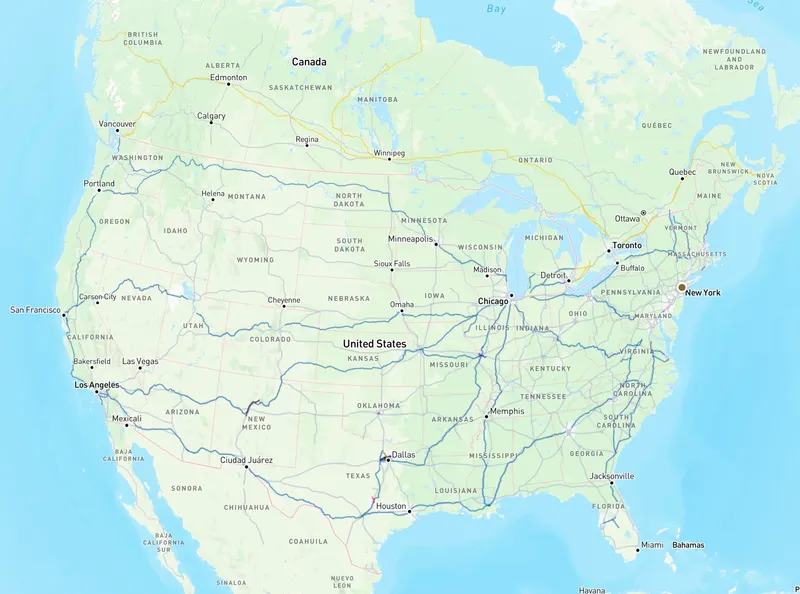 Portolan: Amtrak north america