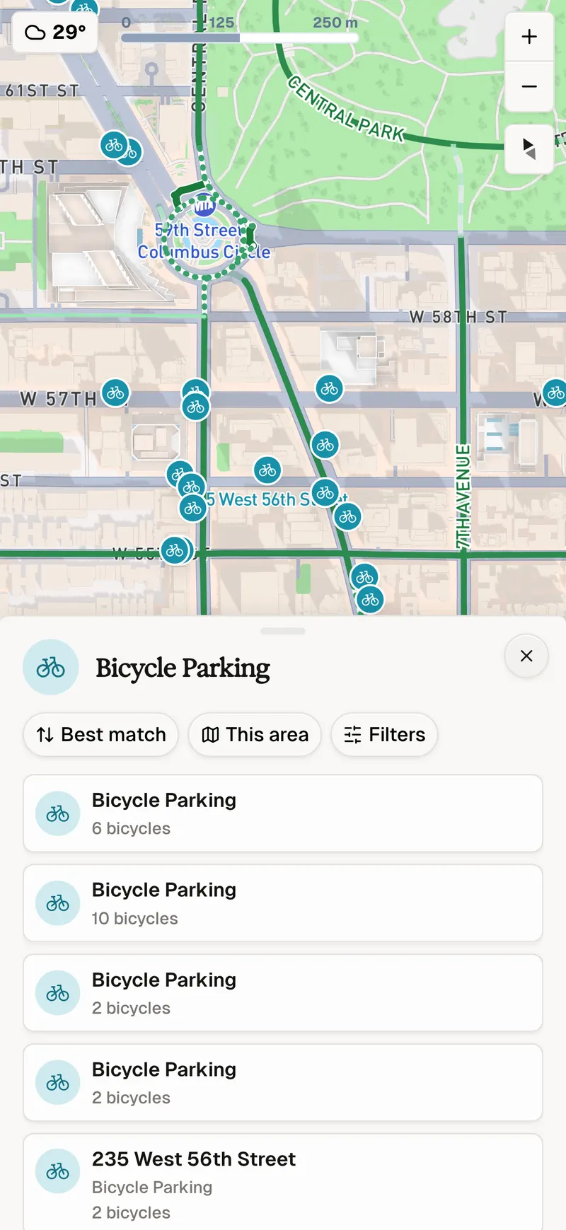 Parchment Maps: Bike parking mobile