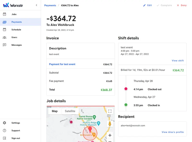 Worxstr: Payment